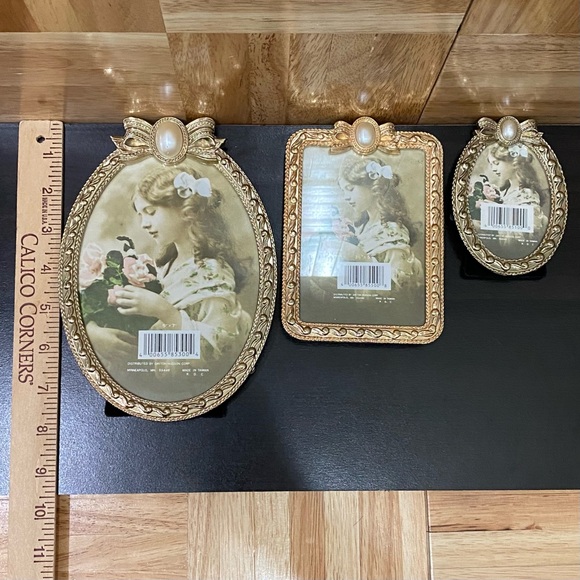 Vintage Dayton Hudson Corp Gold-tone Ornate Faux Pearl Bow Photo Picture Frame - Picture 5 of 16